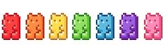 an image of pixel art with different colors and shapes on the same page, including letters