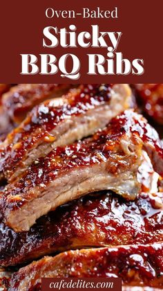 barbecue ribs covered in bbq sauce on a plate