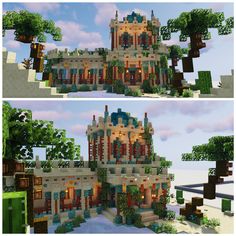 two different views of a house in minecraft