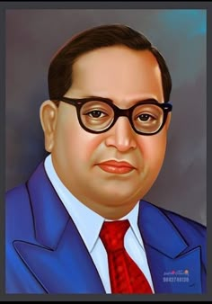 a painting of a man wearing glasses and a red tie