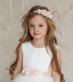 Flower Girl Crown Wedding, Flower Crown Pink, Pink Flower Girl, Wedding Flower Crown, Crown Pink, Stile Casual Chic, Preteen Clothing