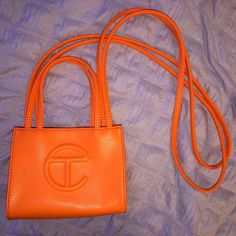 Brand New Deadstock Orange Telfar, Orange Purse, Handbag Essentials, Fancy Bags, Mini Purse