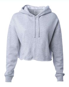 Women’s Lightweight Cropped Hooded Sweatshirt - GREY HEATHER - M | Independent Trading Co. Women's Women’s Lightweight Cropped Hooded Sweatshirt in Grey Heather Size Medium | 80/20 cotton/Polyester blend