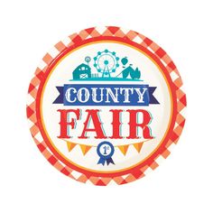 a paper plate with the words county fair on it