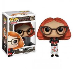 a pop vinyl figure with glasses and a red hair