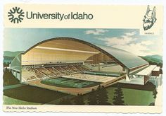 a stamp with an image of the university of idaho's stadium in front of it