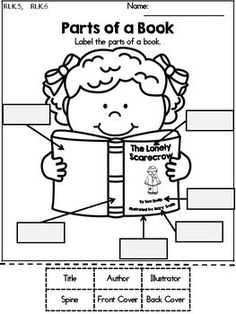 the parts of a book worksheet for kids to learn how to read it