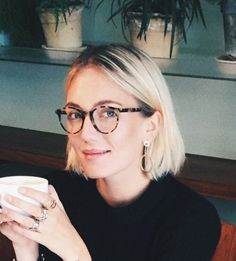 Short Blonde Hair With Glasses, Short Hair Big Glasses, Short Bob With Glasses, Bob Haircut With Glasses, Bob And Glasses, Blonde Hair With Glasses, Bob Glasses, Bob Hairstyles With Glasses