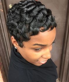 Short Hairstyles With Bangs, Black Pixie Cut, Pixie Cut Short, Hype Hair, Finger Waves, Hair Magazine