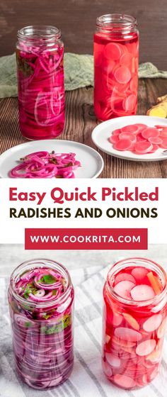 Quick pickled radishes with red onions recipe is a great way to turn an ordinary root vegetable into a delicious side dish for many dinner recipes. It's a great crunchy snack to add to cheese plates and a charcuterie board, or as a topping on avocado toast! Radish Pickle Recipe, Pickled Veggies Recipe, Quick Pickled Radishes, Easy Pickling Recipes, Pickled Vegetables Recipe, Red Onion Recipes, Quick Pickled Red Onions, Summertime Salads, Quick Pickled Onions