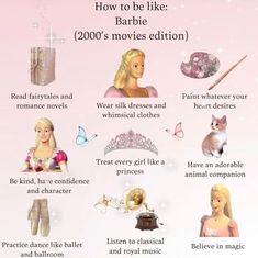 barbie dolls and other toys are shown in this info sheet for barbie's movies