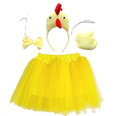 PRICES MAY VARY. Super cute 4 piece chick dress up kit Each set contains a headband, a tail, and a bow tie Skinny elastic added to the bow tie and tail The tutu's length is approx 13", waist 18"relaxed to 25" fully stretched, one size fits most kids 2-7 years old. Dress up as one of your favorite animal book characters, Halloween, Charity Events, Fun Runs and Carnivals. One size fits for 2-7 years old 
 Dress up as one of your favorite animal book characters, Halloween, Charity Events, Fun Runs Farm Animal Costumes, Animal Costumes For Kids, Chicken Halloween, Characters Halloween, Baby Costumes Girl, Chicken Chick, Animal Costumes, Headband Bow, Animal Book