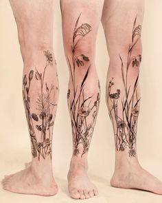 Flower Leg Tattoos, Tatoo Dog, Lower Leg Tattoos, Handpoke Tattoo, Leg Sleeve Tattoo