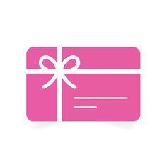 a pink gift card with a white bow