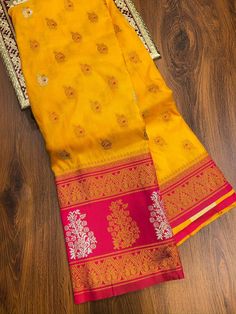 Banarasi Paithani Saree Machine Made Saree Soft Silk Material Beautiful Pallu Contrast Blouse Piece Luxury Yellow Paithani Silk Dupatta, Paithani Saree, Contrast Blouse, Silk Material, Early Fall, Blouse Piece, Wedding Shop, Gift Registry, Beauty Book