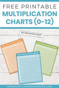 three printable worksheets with the text free printable multiplication chart 6 - 12