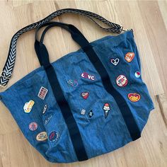 Gently Used Tommy Hilfiger X Gigi Hadid Giant Denim Patch Bag!! Fits A Ton!! Patch Bag, Tommy Hilfiger Bags, Denim Patches, Gigi Hadid, Tommy Hilfiger, Color Blue, Bag Lady, Women Shopping, Blue