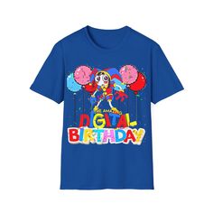 #TheAmazingDigitalCircus #Pomni #Kids #adults #group #Bday #HappyBirthday #PomniBday #Etsy #2024 #Trends #DigitalBirthday #DigitalCircus  The unisex soft-style t-shirt puts a new spin on casual comfort. Made from very soft materials, this tee is 100% cotton for solid colors. Heather colors and sports grey include polyester. The shoulders have twill tape for improved durability. There are no side seams. The collar is made with ribbed knitting to prevent curling damage.  .: Made with 100% ring-spu Blue Sublimation Print T-shirt For Birthday, Funny Blue T-shirt For Birthday, Blue Sublimation Print Top For Birthday, Black Santa, 2024 Trends, Face Design, Soft Style, Twill Tape, Shirt Price