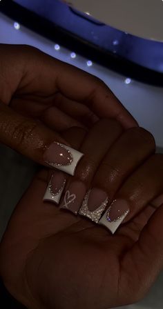 Nails 15 Birthday, Bday Short Nails, Baddie Back To School Nails, Short Cute Nails For Back To School, Short Square Bling Nails, White Nails Short With Designs, Short Nail Designs Back To School, Short Bougie Nails, Nail For Back To School