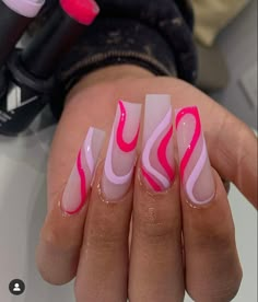 Drip Nails, Glow Nails, Bling Acrylic Nails, Summer Acrylic Nails, Pink Acrylic Nails, Square Acrylic Nails, Nails Coffin