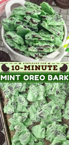 mint oreo bark cookies with the title overlay