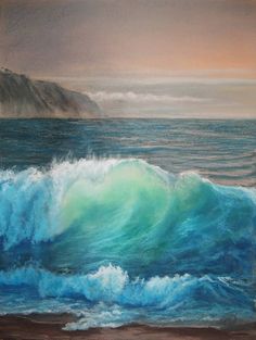 an oil painting of waves in the ocean