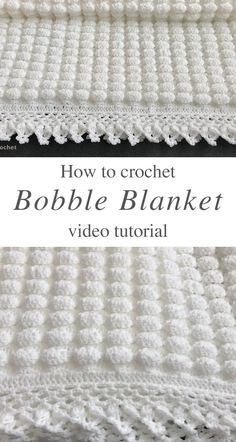 the crochet blanket is shown with text overlay