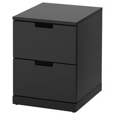 a black filing cabinet with two drawers