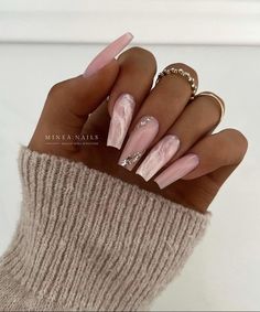 Baby Pink Nails, Nagel Tips, Simple Acrylic Nails, Classy Acrylic Nails, Acrylic Nails Coffin Short, Diamond Nails