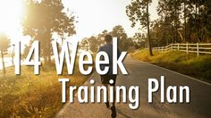 a man running down a road with the words 4 week training plan in front of him