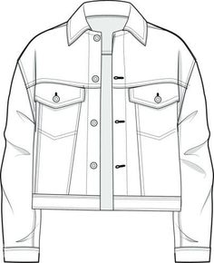 a drawing of a jacket with buttons on the front and back, in white background