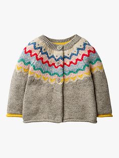 a child's sweater with multicolored stripes