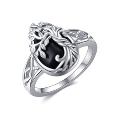 PRICES MAY VARY. ❤Design:The tree of life Ring symbol of positive energy, growth and strength, rebirth, a bright future, longevity, good health, and a fresh start on life.The tree of life Inlaid with black onyx,mysterious, elegant and charming. ❤Material: 925 sterling silver tree of life ring , hypoallergenic,tarnish resistant,nickel-free,lead-free,cadmium-free,suitable for long-term wear,especially sensitive skin women. ❤Size: black onyx women rings:8#.Packaging: 1 x tree life rings; 1 x polish Tree Of Life Ring, Obsidian Ring, Black Onyx Jewelry, Tree Of Life Jewelry, Black Stone Ring, Rings Sterling Silver, Family Jewellery, Onyx Jewelry, Black Onyx Ring