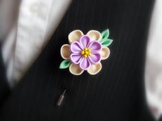 A flower is made in the technique of tsumami kanzashi. Flower is made from grosgrain ribbons . Flower's d ~ 2 inches (5 cm). More lapels see here: https://www.etsy.com/shop/JuLVa?section_id=11777522&ref=shopsection_leftnav_4 At your request can be made a flower of a different color combinations. My handworks can be a unique gift for you, your family and friends! For more items, please visit my shop home: http://www.etsy.com/shop/JuLVa Please be aware that orders are sent via standard deliver Wedding Brooches, Flower Lapel, Fabric Flower Brooch, Wedding Boutonniere, Flower Lapel Pin, Wedding Brooch, Fabric Flower, Handmade Wedding, Flower Brooch