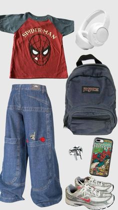 there is a backpack, headphones, and other items in this set including shoes