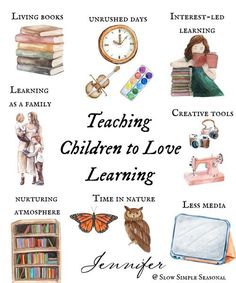 an image of children's love learning with books and other things in the background