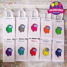 small bags with different colored elephants on them