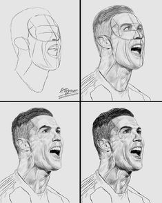 four different angles of the face of a man