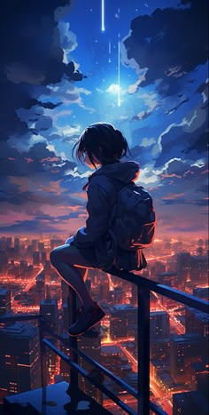 ehold an image where the thrill of nightcore blends with cubo-futurism. A girl sits on a building’s ledge, her gaze lost in the mesmerizing city lights. This official art piece radiates composed beauty, capturing a moment of reflection amidst urban chaos. It’s a blend of serenity and ragecore, a tribute to the beauty found in the dynamic cityscape. #NightcoreCityscape #CuboFuturism #UrbanReflections Anime City Art, Cubo Futurism, Anime City, Anime Drawing Books, Surreal Photos, Scratch Art, Lo Fi, Live Now