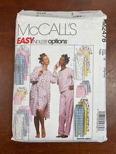 an easy sewing pattern for pajamas and pyjamas is shown in the box