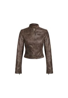 BELLA MOTO JACKET - CHOCOLATE – LIONESS FASHION USA Fitted Long Sleeve Biker Jacket With Rivets, Fall Biker Jacket With Rivets And Long Sleeves, Fitted Fall Biker Jacket With Padded Collar, Fitted Biker Jacket With Padded Collar For Fall, Fitted Outerwear With Rivets For Fall, Fall Leather Jacket With Rivets, Leather Jacket With Rivets For Fall, Fall Long Sleeve Leather Jacket With Rivets, Casual Fall Biker Jacket With Rivets