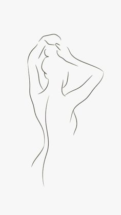 a drawing of a woman's back with her hands behind her head and the bottom half of her body