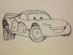 a drawing of a cartoon character from cars