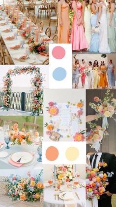 a collage of photos with different colors and flowers