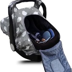 an infant car seat in the shape of a stroller with a baby inside it