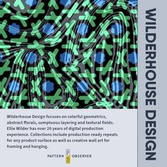 a book cover with an abstract design in blue and green colors on the bottom right corner