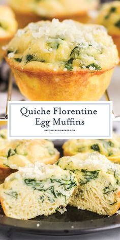 quiche florentine egg muffins on a plate