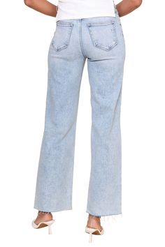 Experience elevated style with the Med Wash Distressed High Rise jeans. Featuring a high waistline, medium wash denim, and scissor cut hems, these jeans are perfect for a night out when paired with your favorite bodysuit and heels. The distressing throughout adds a touch of edginess to your look. Model is 5'10" and wearing a size 25 93% Cotton, 5% Polyester, 2% Spandex Machine wash cold Hang or line dry Scissor Cut, Elevated Style, High Rise Jeans, Night Out, High Rise, Spandex, Heels, How To Wear