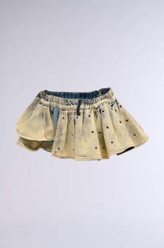 NEVER JADED WASHED DENIM BELT SKIRT IN YELLOW Trendy Belted Skirt For Summer, Casual Denim Skirt With Belt For Spring, Belt Skirt, Denim Belt, Faux Leather Belts, Layered Design, Skirt Belt, Washed Denim, Layers Design