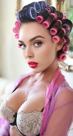 Hairstyles Rollers, Big Hair Rollers, Long Beautiful Hair, Roller Sets, Long Hair Hairstyles, Beautiful Bizarre, Curly Hair Photos